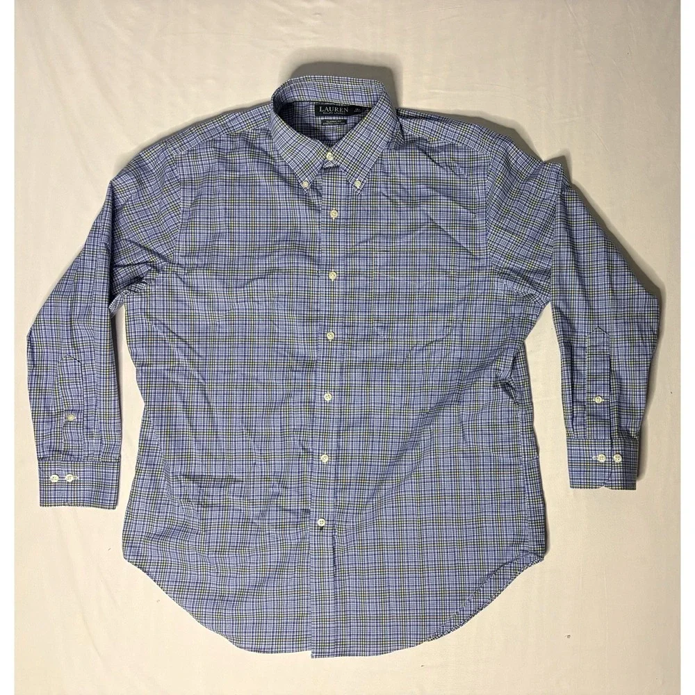 Polo Ralph Lauren Oxford Shirt Men's Size 16.5 Plaid 32/33 Long Sleeve Button Up